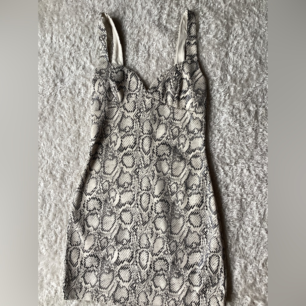 Zara Black and White Snake Print Mini Dress